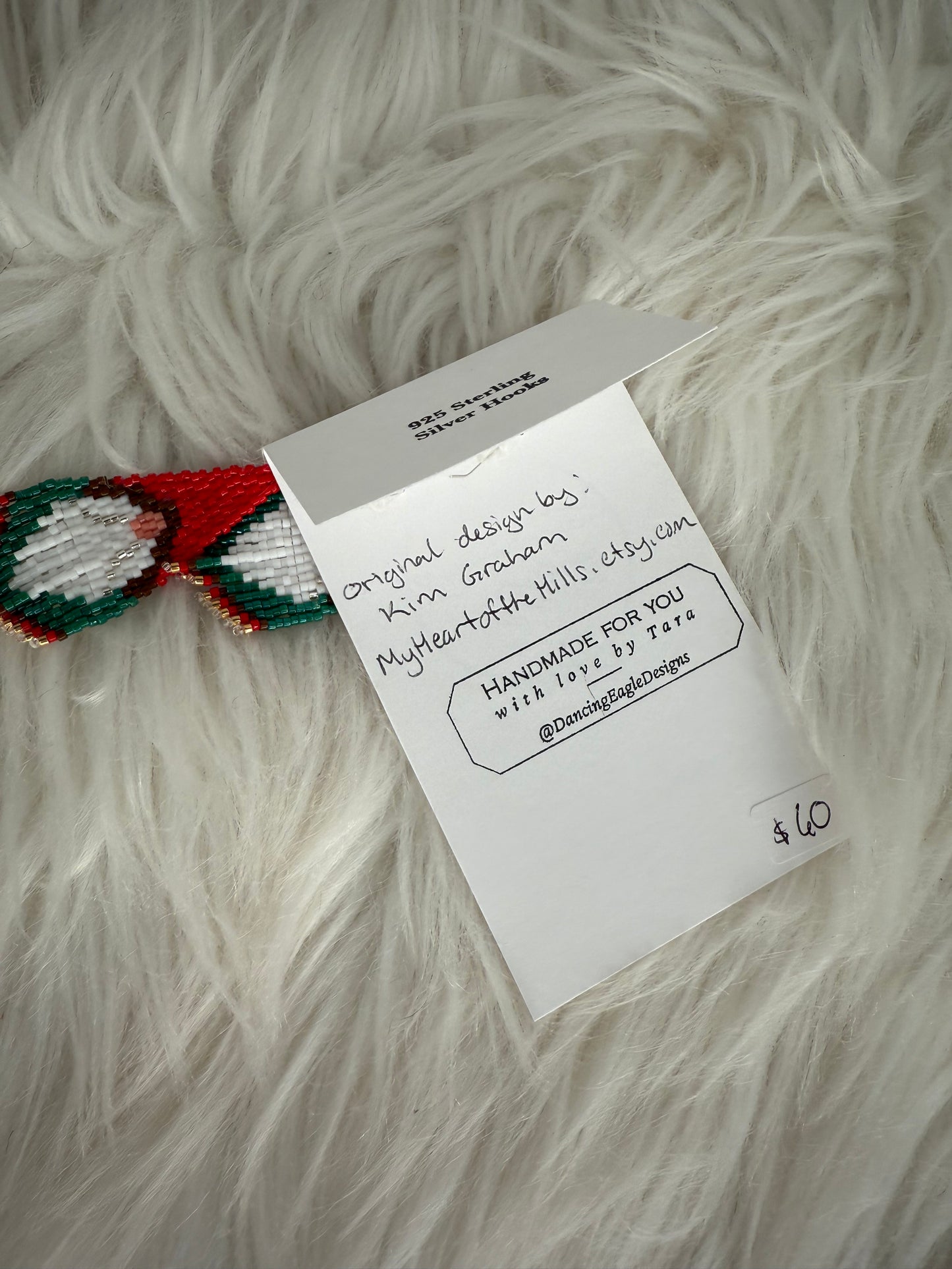 Gnome earrings with silver, red and green