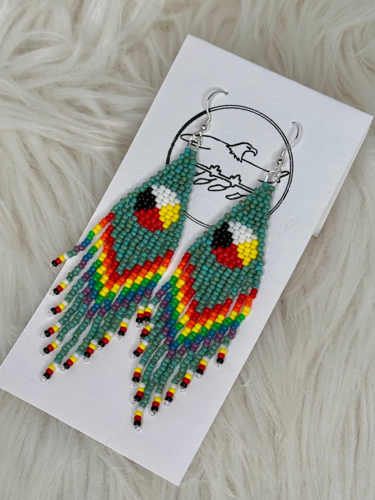 4.25" Medicine wheel with rainbow pride fringe and turquoise