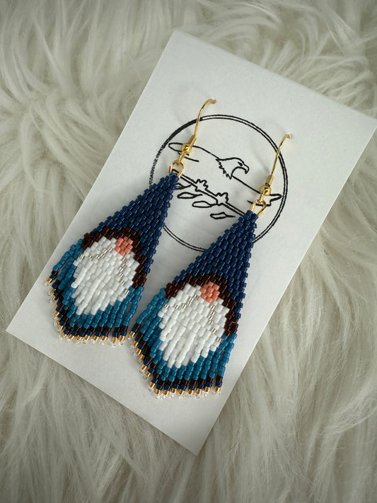 Blue Gnome earrings with gold